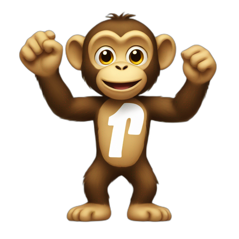 Monkey holding a  number 1 sign emoji
