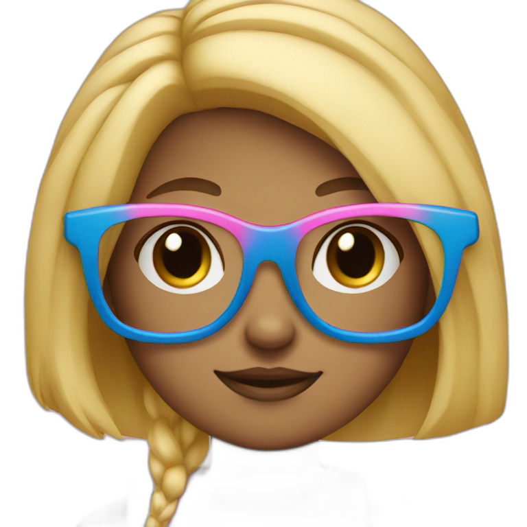 girl with blue and pink glasses and blond hair emoji