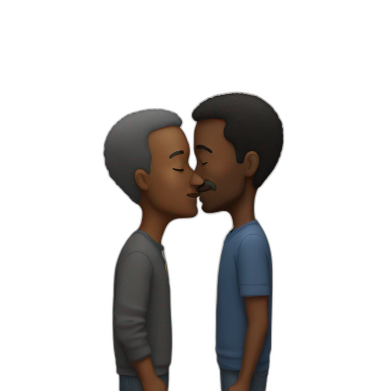 50 years old white guy kisses a 50 years old black  guy emoji
