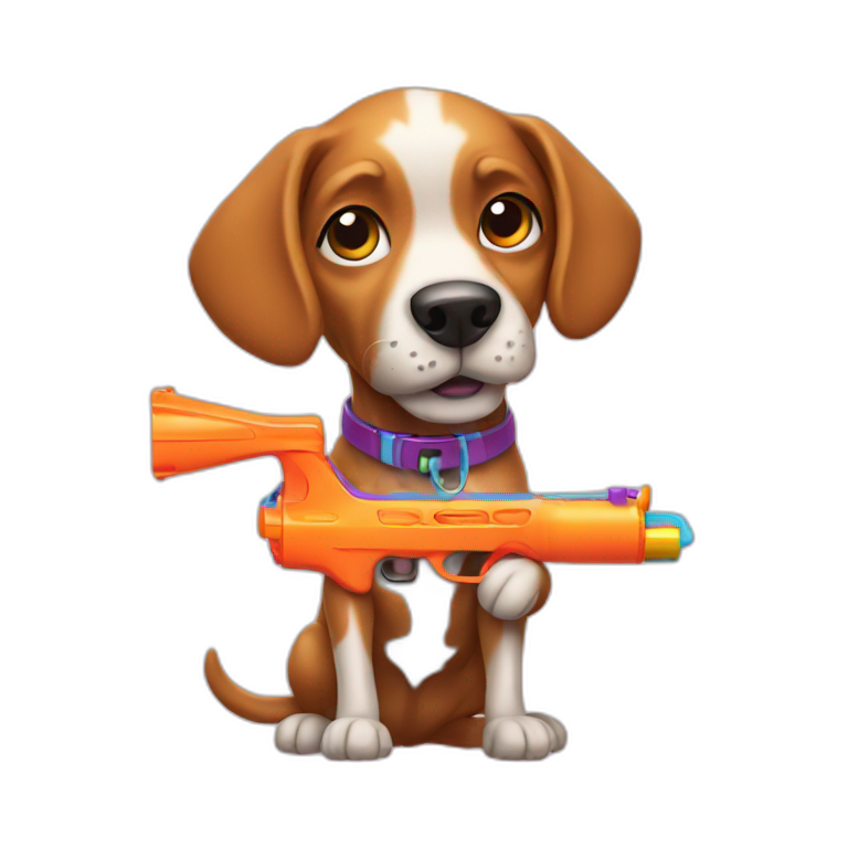 dog with watergun emoji