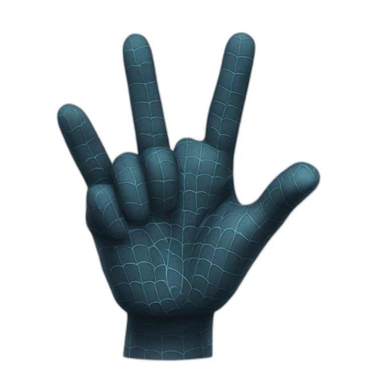 hand with 2 finger  up like spiderman emoji