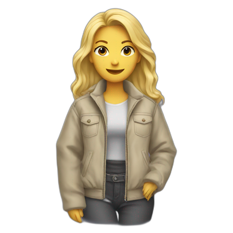 Blonde girl jacket wrapped around waist emoji