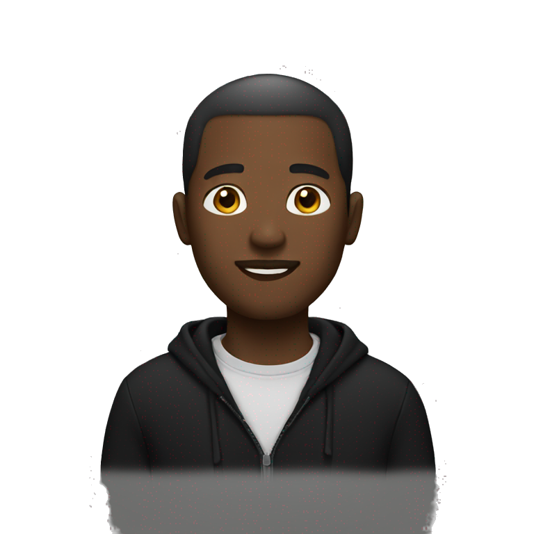 a black man standing in a black sweater  emoji