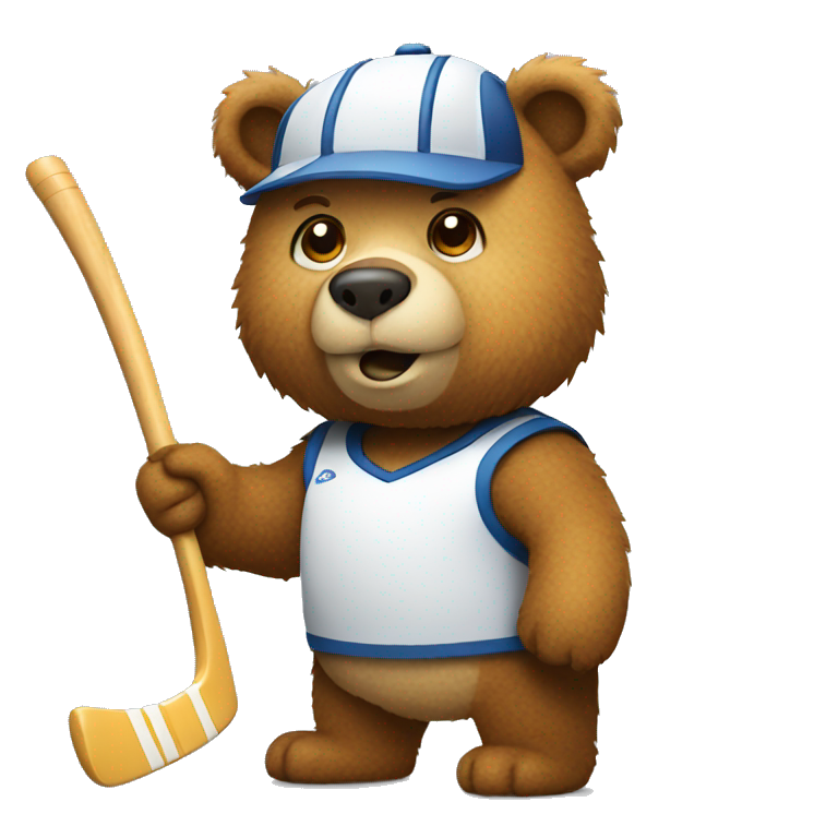 Bear with hockey stick emoji