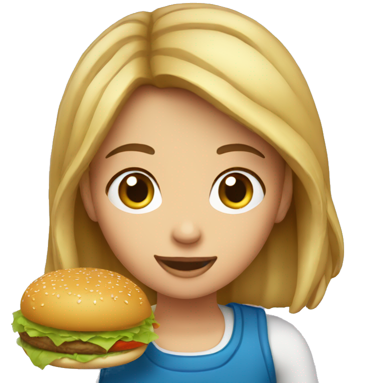 Une fille qui mange un hamburger  emoji