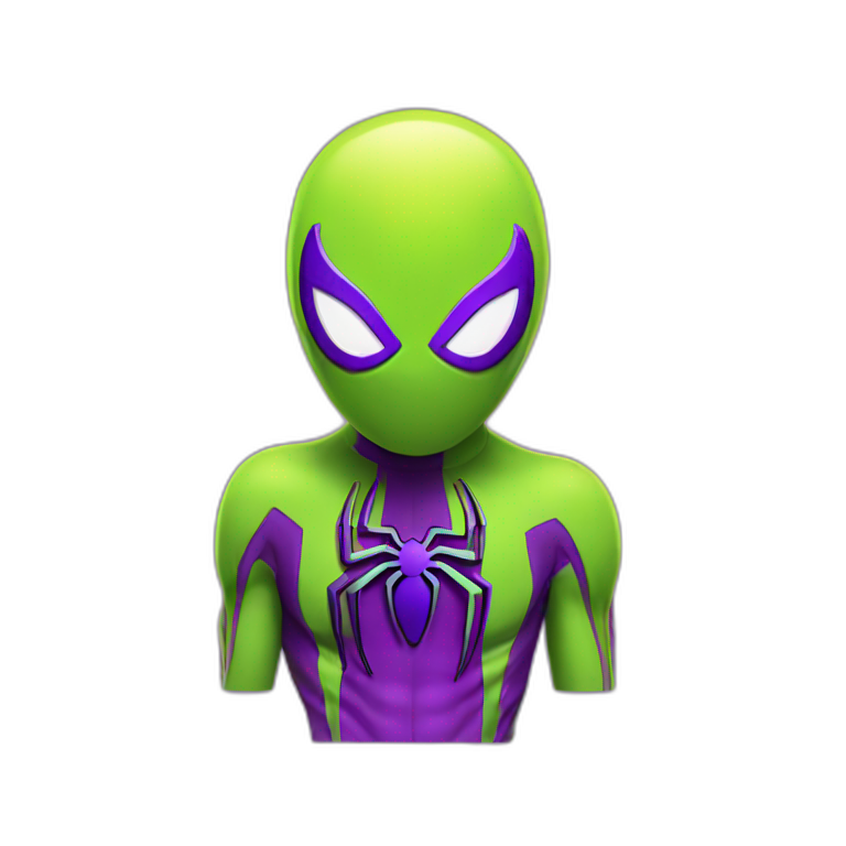 Lemon green and purple neon Spiderman emoji