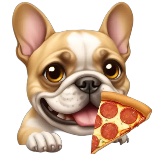 white FRENCH BULLDOG eating pizza emoji AI Emoji Generator