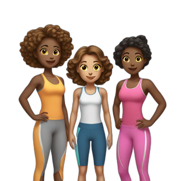Three girls in gym attire  emoji