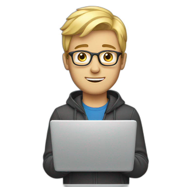 blonde guy with laptop emoji