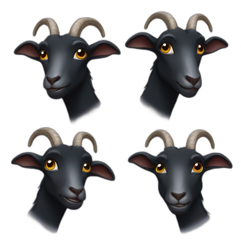Black goat with different emotions emoji