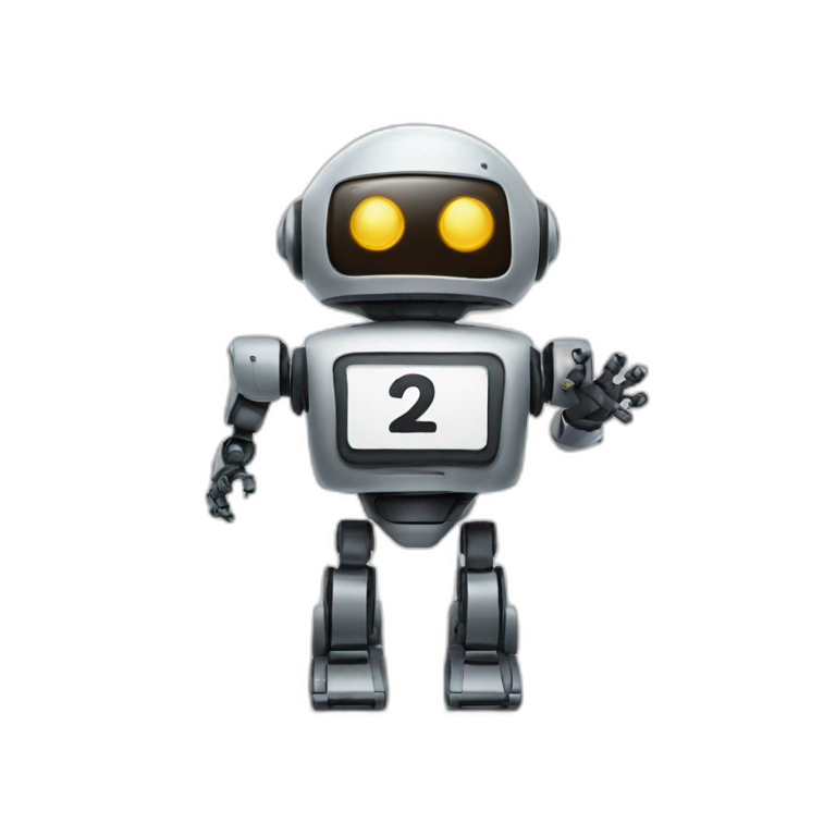 robot with a sign saying number two emoji