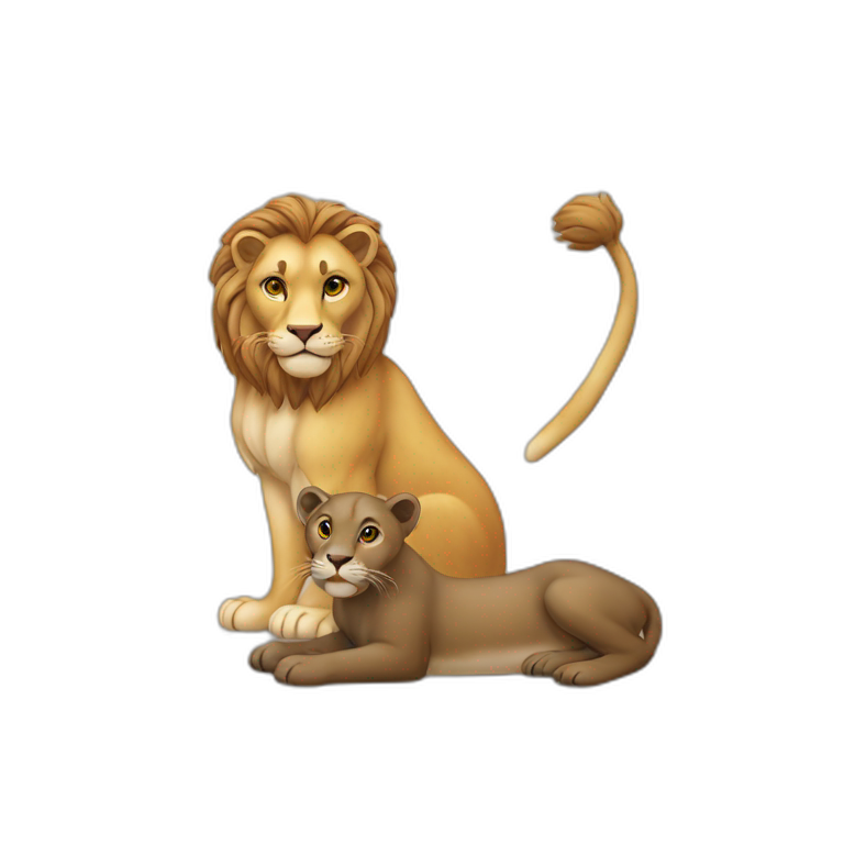 Chat sur un lion sur une loutre emoji