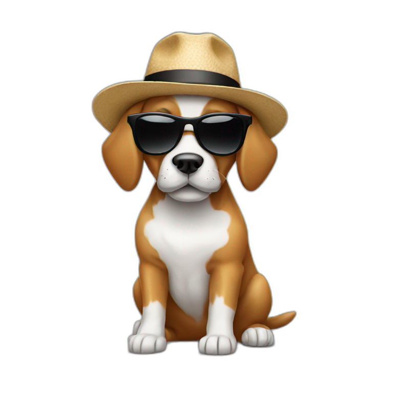 Dog with sunglasses and hat  emoji