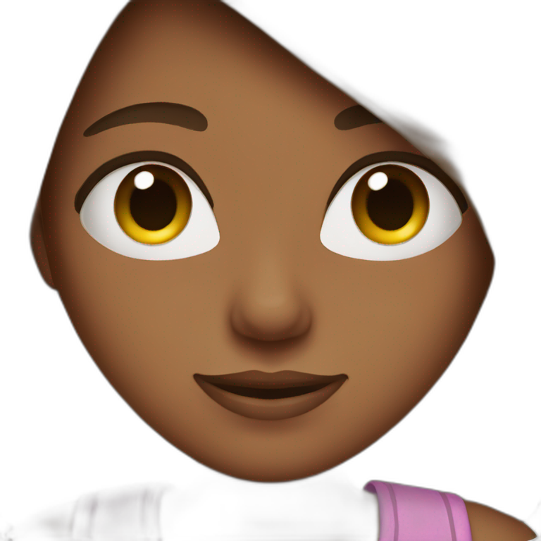 A girl with straight brown hair and brown skin emoji
