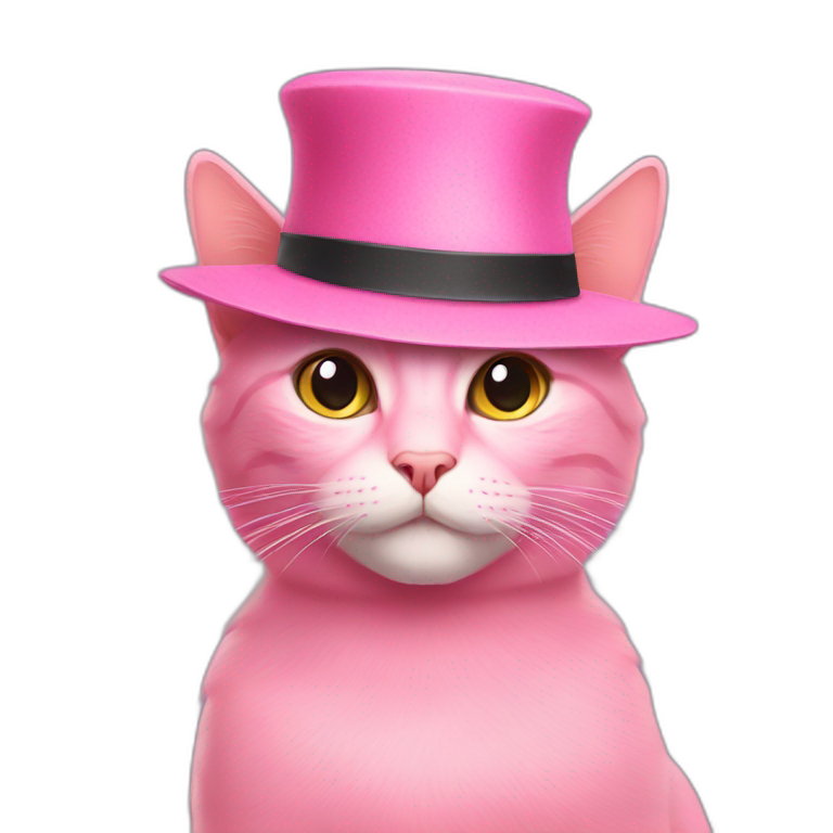 Photo of a pink cat with a hat emoji