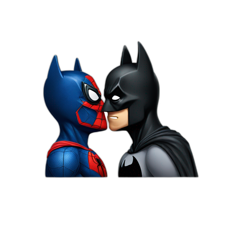 Batman kissing Spiderman emoji