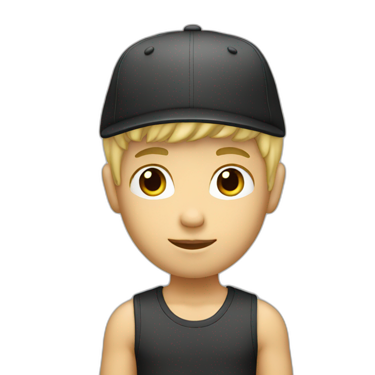 blond boy with cap black and hair short emoji