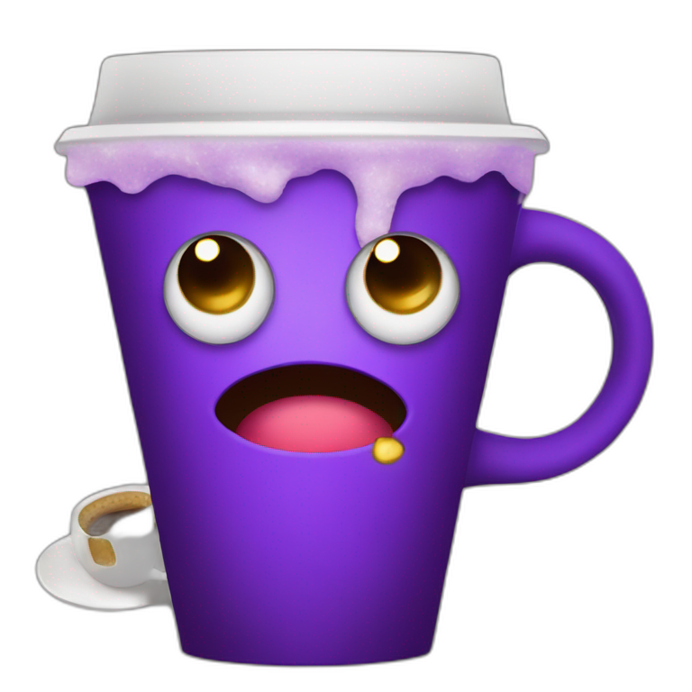 purple sleepy corona virus drinking coffee emoji