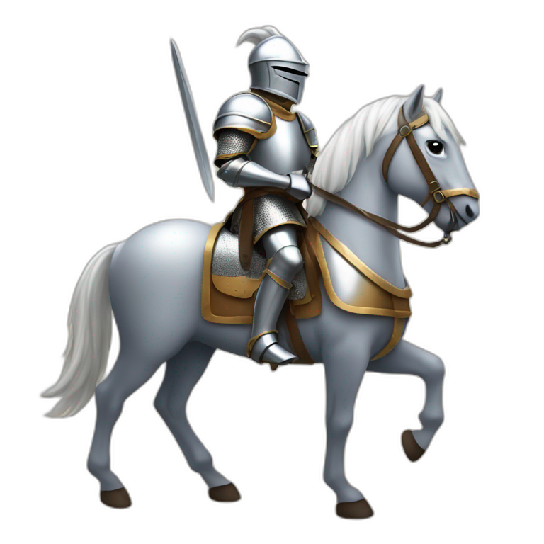 knight in shining armor riding horse in armor emoji