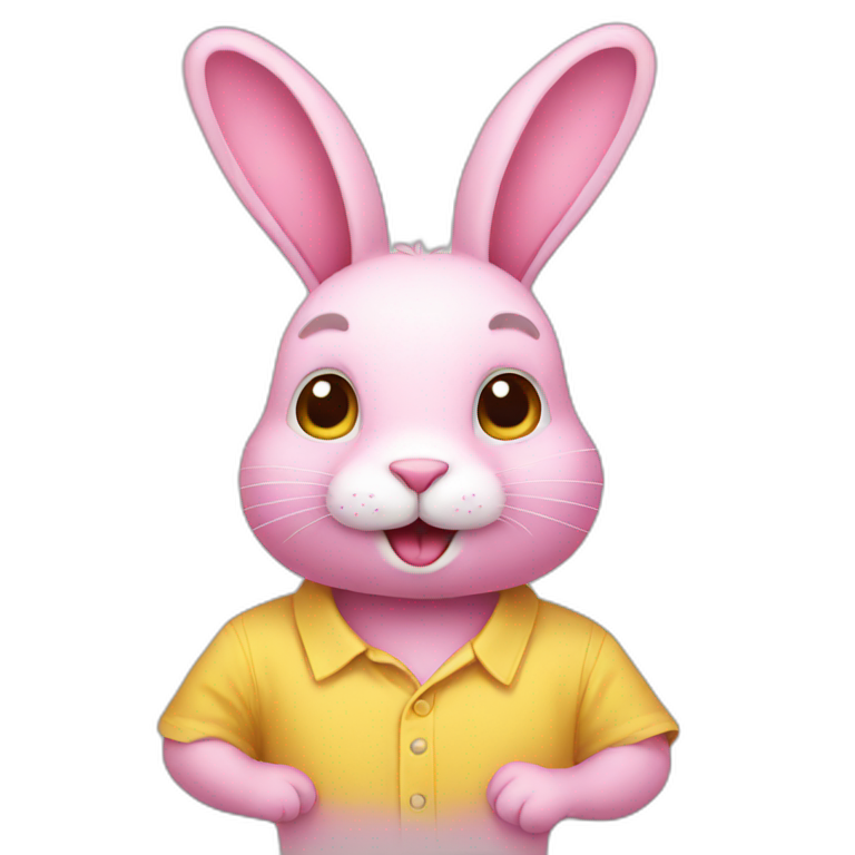 Pink rabbit wearing yellow shirt emoji