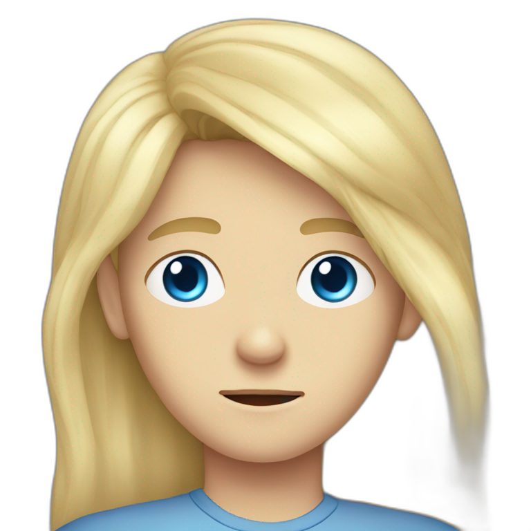 Frowning blue-eyed teen-ager boy with long blond hair emoji