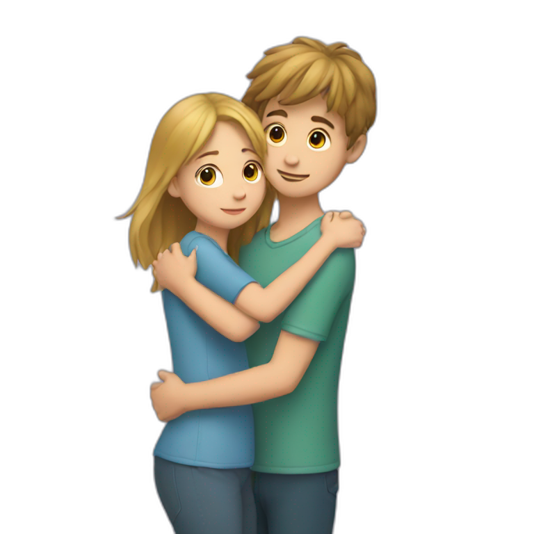 Girl huging a boy  emoji
