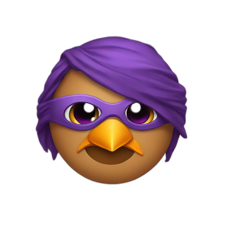 Robin with a purple eye mask emoji