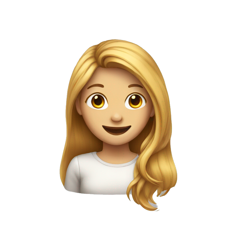 girl with long hairs and smiling  emoji