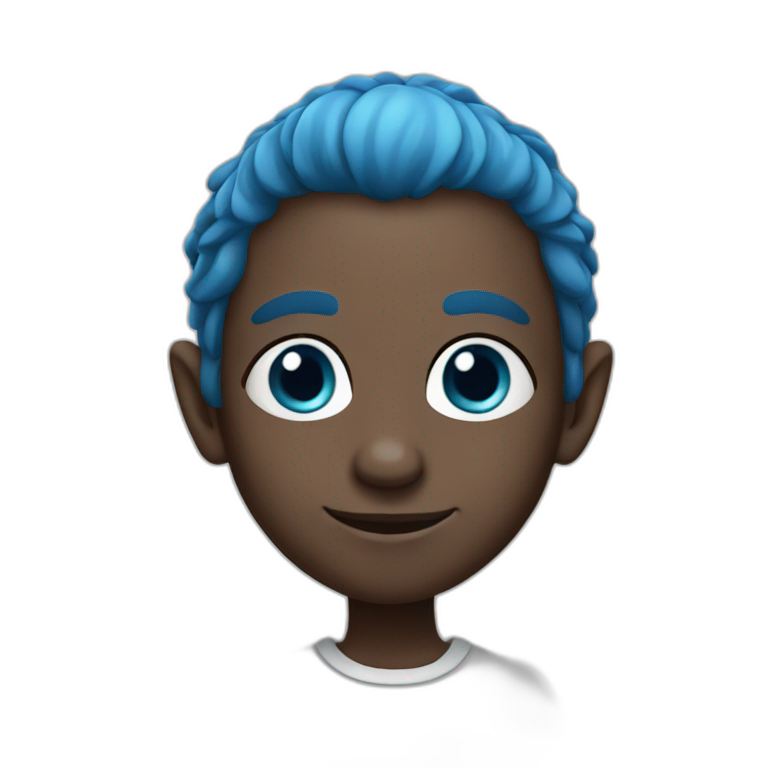black elf with blue hair and eyes emoji