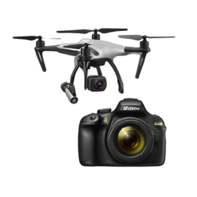 camera with Flash with a drone emoji