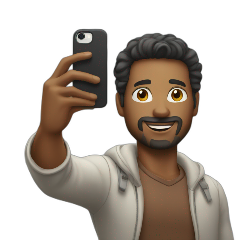 man taking selfie with iphone emoji