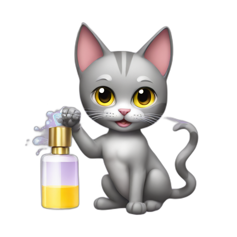 super hero cat spraying perfume on itself emoji