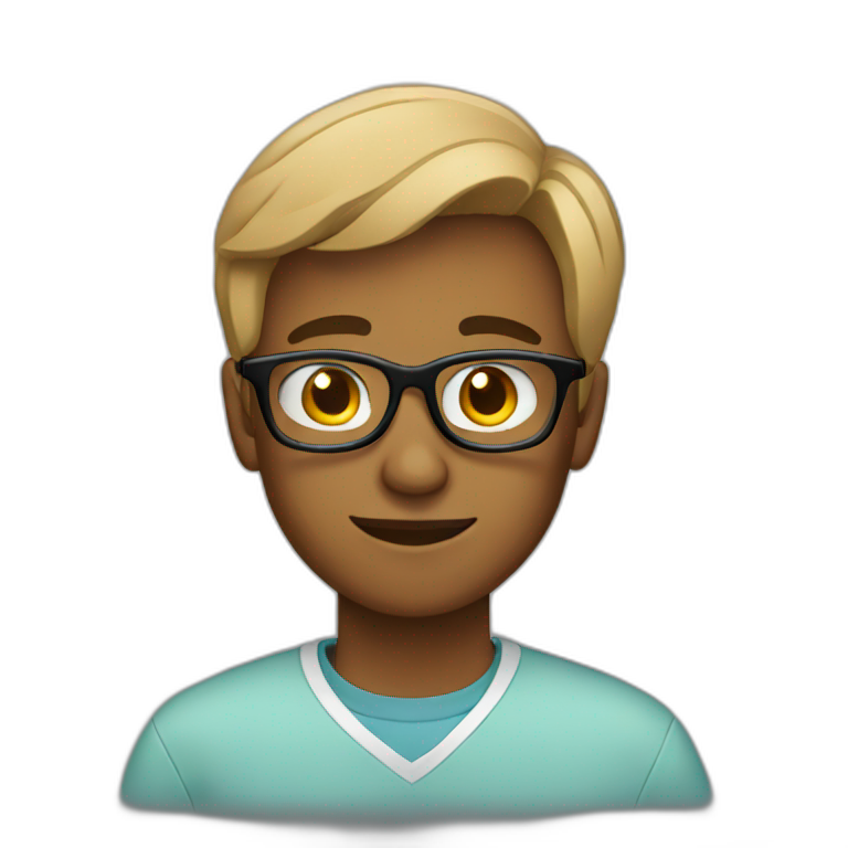 A male high school student wearing glasses  emoji