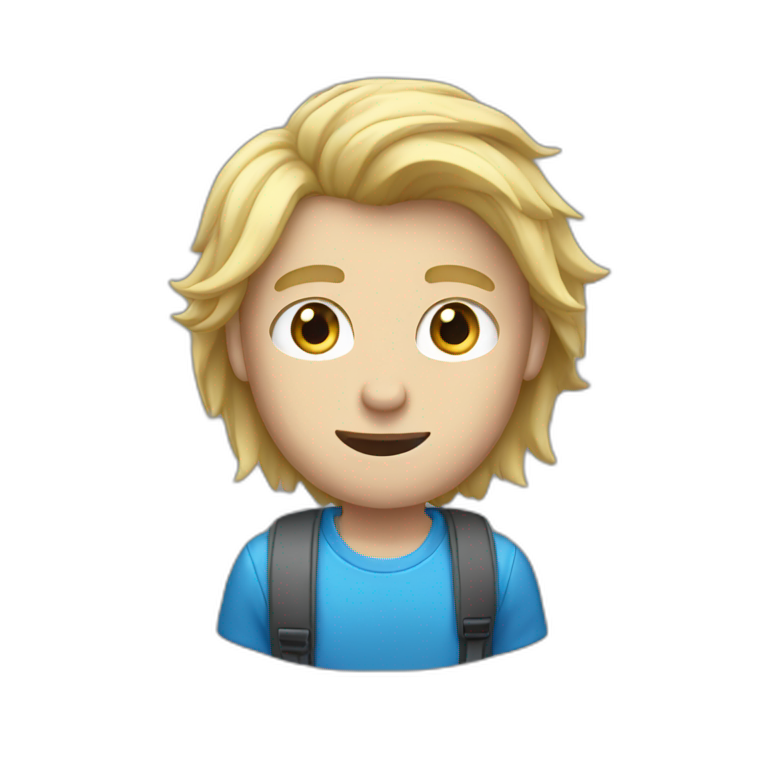 Male Student with panic blond hair blue eyes emoji