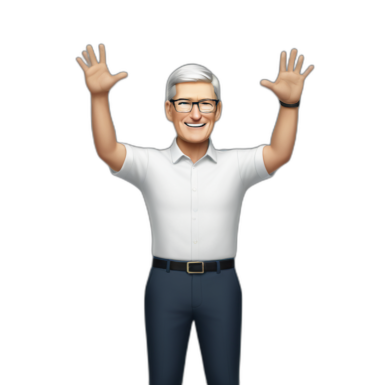 Tim Cook with hands up emoji