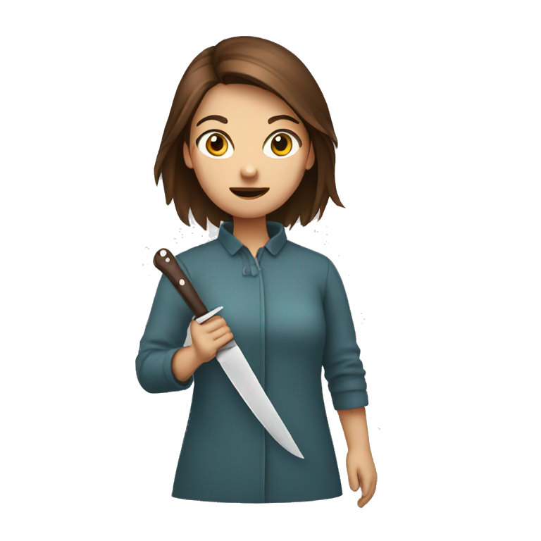 brown hair girl holding knife emoji emoji