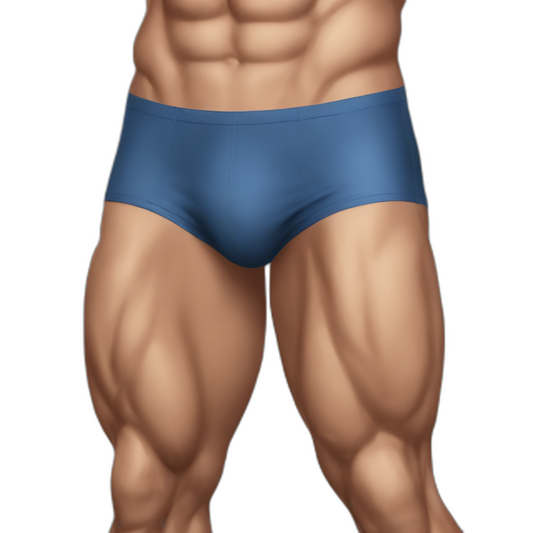 Brunette muscular male bulge bikini realistic emoji