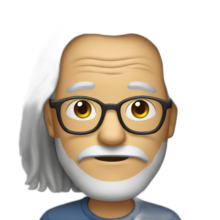 old man with glasses and long hair without mustache emoji