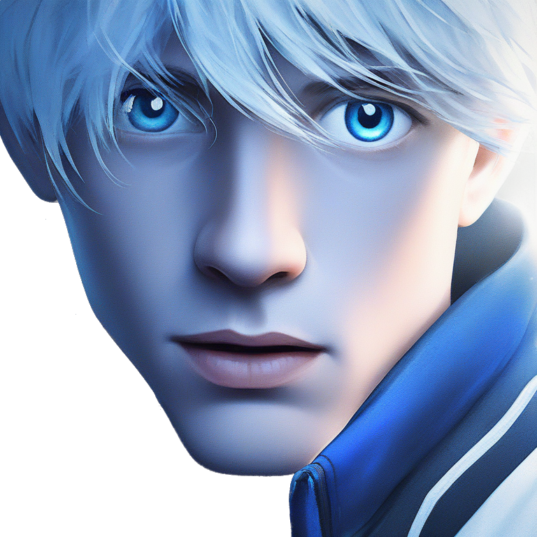 mysterious blue-eyed boy portrait emoji