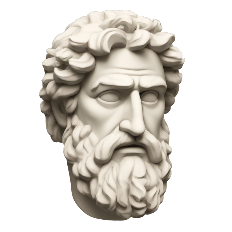 Ancient Greek King Odysseus Statue Face Only, Sad, Off-white emoji