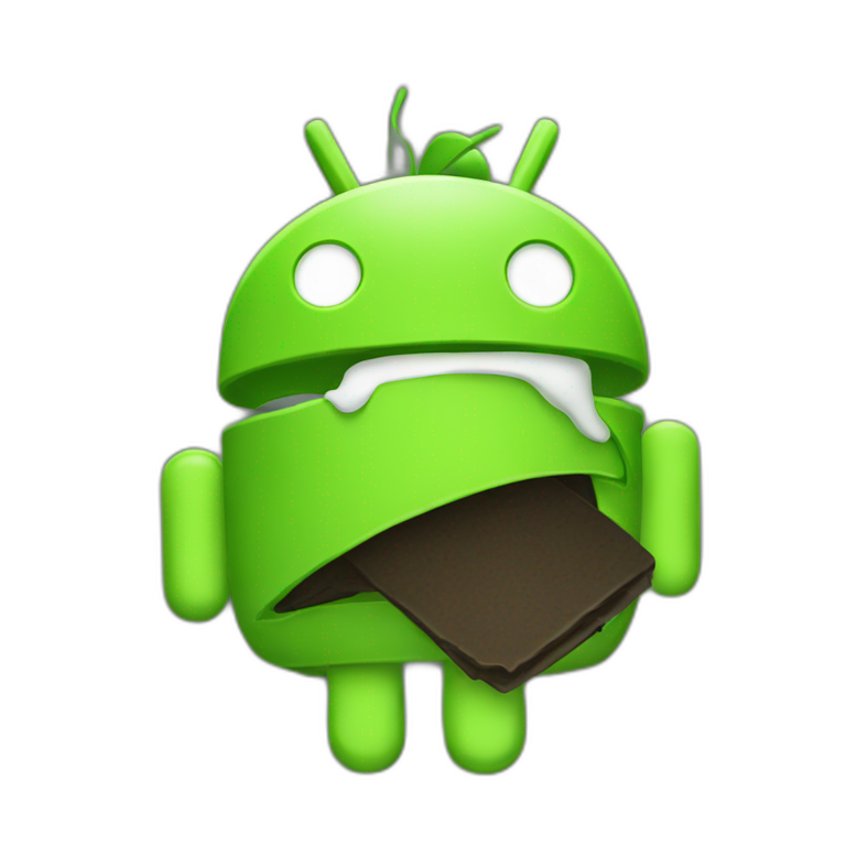 android logo crapping on apple logo emoji