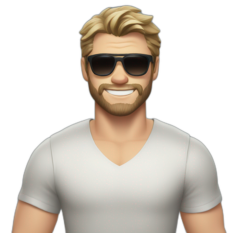 Chris Hemsworth smiling with sunglasses emoji