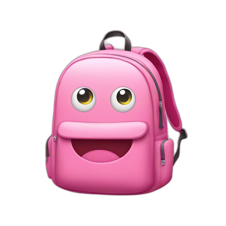 Cute Pink backpack with eyes and smile emoji
