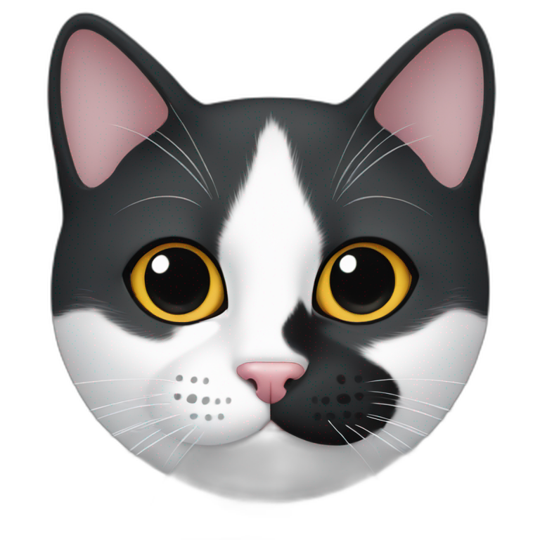 Black and white cat with black nose emoji