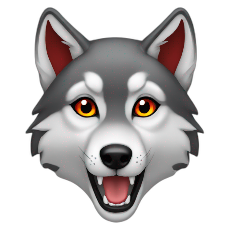 Female wolf black red eyes  emoji
