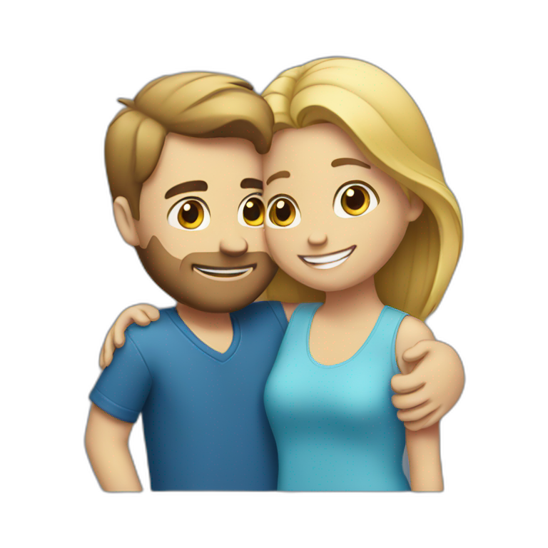 a guy and a girl in blue hugging. emoji