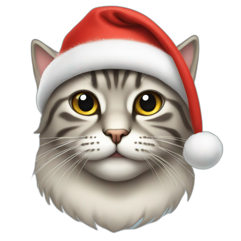 cat with a beard and a Christmas hat emoji