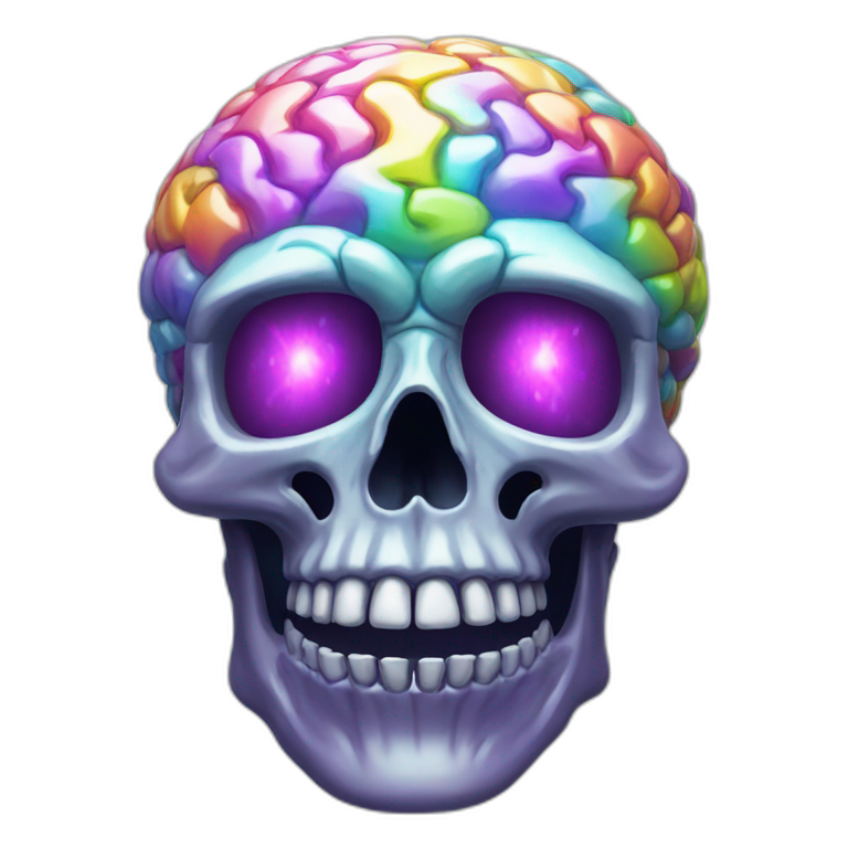 ultra prismatic brain skull emoji