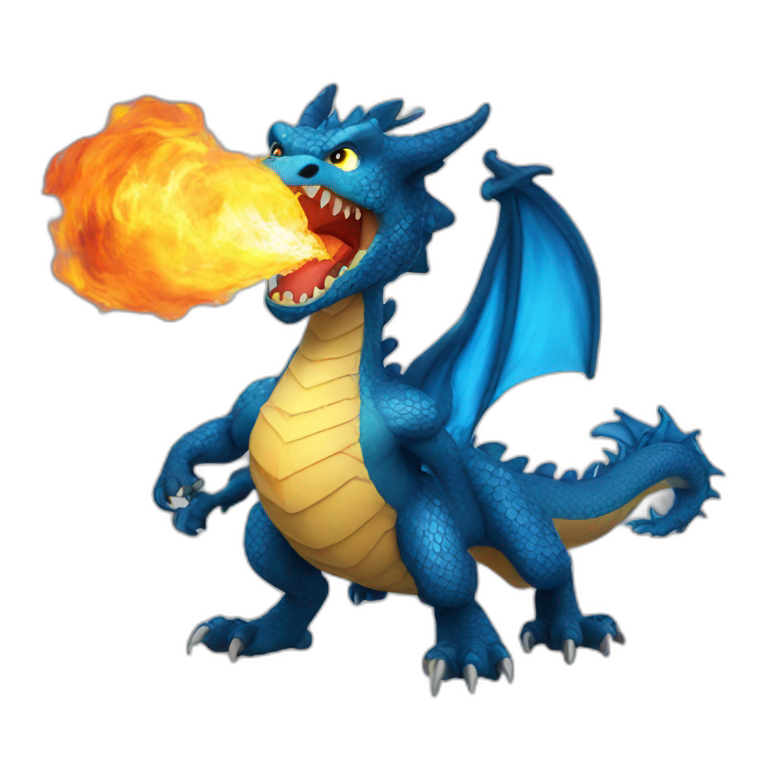 Fire breathing blue dragon emoji