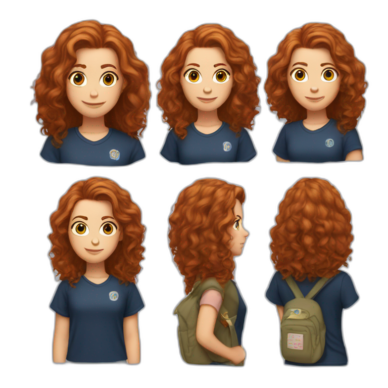 Red-haired Hermione Granger wears a T-shirt with the word Sude on it emoji